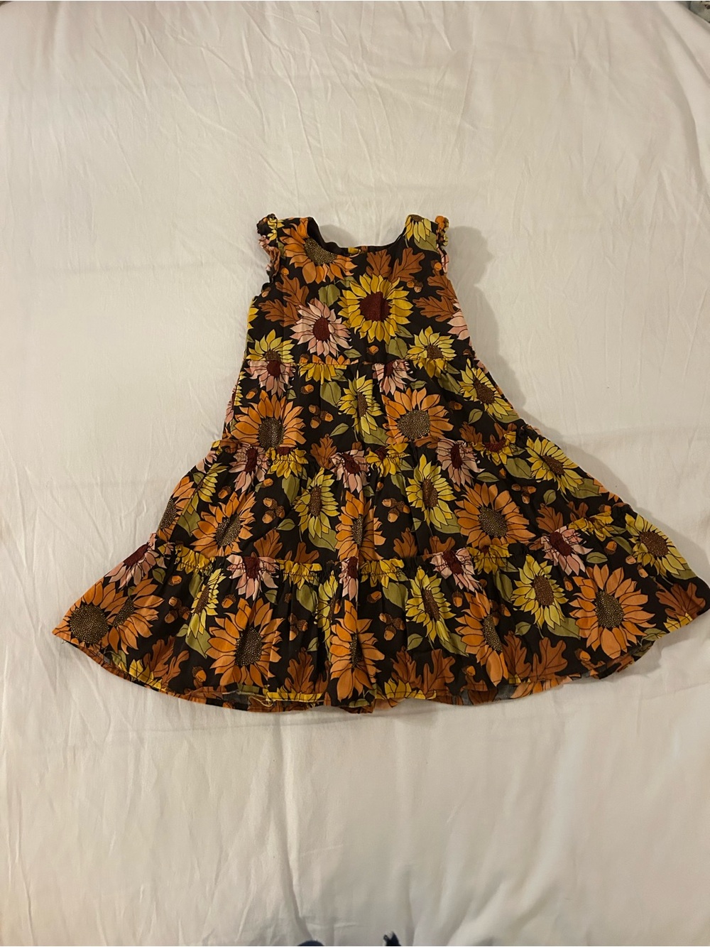 Gymboree Black Dress with Yellow & Orange Sunflower Print